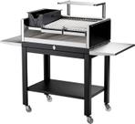 Parrilla Com Base Rodízios Grelha Argentina + Descanso + 2 Apoio Lateral HMD