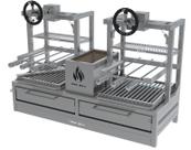 Parrilla Dupla de Bancada 118X45 com Grelha Elevatoria Argentina + 6 espetos