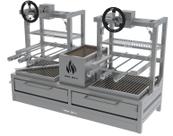 Parrilla Dupla de Bancada 118X45 com Grelha Elevatoria Uruguaia + 6 espetos