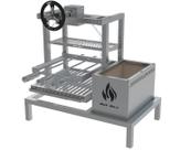 Parrilla para Churrasqueira de Alvenaria com Elevação - Linha Premium Hotbox, Grelha Argentina + Espetos Inox 74x45cm