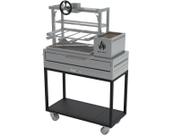 Parrilla Residencial Premium INOX 304 Carrinho 97 x 45cm Com Volante e Espetos Parrilla Residencial Premium INOX 304 Carrinho 97 x 45cm Com Volante e Espetos
