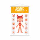 Partes do Corpo em Inglês Menina Banner Escolar 80x50cm