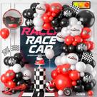 Party Balloon Arch Garland Kit Race Car Theme Vermelho Preto Branco