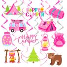 Party Hanging Swirls Happy Camper Camping Birthday 20 unidades