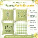 PÁSCOA! Kit 4 Capas Para Almofadas Páscoa Cristão Religiosa Fé Jesus Xadrez Verde Decoração