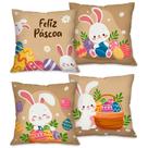 PÁSCOA! Kit com 4 Capas para Almofadas Decorativas Pascoal 45X45cm