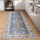 Passadeira ULTSOFE Lavável Antiderrapante Boho Floral 60x180cm Azul