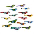 Passarinho De Madeira P Kit Com 10 Passaro Saira Arara Tucano Jardim Enfeite