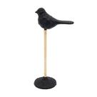 Pássaro Decorativo Em Metal Com Base Em Rattan 38 cm BTC Decor Marrom E Preto