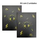 Pasta Catálogo Tamanho A4 c/ estampa de música - 20 sacos plásticos (kit com 2 unidades: AM/AM)