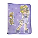 Pasta com Zíper Colegial Yes Angels Stars Lilás Estampado com Bolso Interno Escolar Documentos