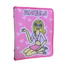 Pasta com Zíper Fichário Angels Rosa Ofício Yes com Argolas e Bolso Interno Escolar Documentos