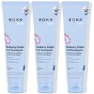 Pasta de dente infantil Boka Blueberry Dragon Fruit Nano 113 ml, pacote com 3
