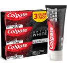 Pasta de dentes Colgate Optic White com branqueamento a carvão 125mL x3
