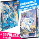 Pasta Fichário álbum Capa Dura Pokémon Tempestade Prateada Vulpix Lugia com 10 Folhas Cartas Cards