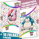 Pasta Fichário Álbum Pokémon Escarlate e Violeta 151 Mew Snorlax capa dura 10 folhas cards cartas