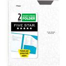 Pasta Five Star Stay-Put de plástico colorida, 2 bolsos, branca
