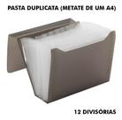 Pasta meio Ofício Fumê com 12 Divisórias e Fechamento Elástico Reforçada Para de Documentos