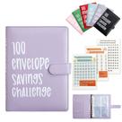 Pasta para economizar dinheiro MINGRI 100 Envelopes Challenge A5 Purple