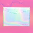 Pasta plástica envelope pink vibes holográfica leoarte