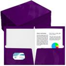 Pasta Yeaqee, pacote com 100, 2 bolsos, laminado brilhante, roxo