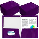 Pasta Yeeqee, pacote com 200, 2 bolsos, laminado brilhante, roxo