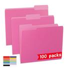 Pastas de arquivo VZCPYTPM, abas de corte de 1/3, tamanho carta, rosa x100