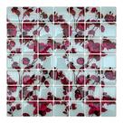 Pastilha Adesiva Floral Rosa em Fundo Azul - Kit com 4 Placas Adesivas 3M
