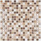 PASTILHA DE VIDRO COM METRA E METAL SMG103 - SLIM CREME E MARROM 30,5x30,5cm