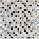 Pastilha de vidro com pedra e metal SMG102 - SLIM PRETA E CINZA30,5x30,5cm
