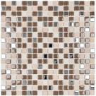 PASTILHA DE VIDRO COM PEDRA E METAL SMG104 - SLIM MARRON 30,5x30,5cm
