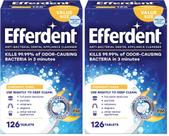 Pastillas limpiadoras Efferdent para retenedores, 126 pastillas (Paquete de 2)