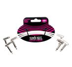 Patch Cable Ernie Ball Flat Ribbon 15 cm, pacote com 3 unidades, branco
