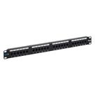 Patch Panel ICC CAT6 24 portas 1U 19 polegadas para montagem em rack preto