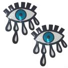 Patch R.B.Y. Special 100% olhos azuis bordado em lantejoulas de 22 cm Patch R.B.Y. Special 100% olhos azuis bordado em lantejoulas de 22 cm