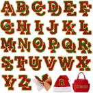 Patches de letras de chenille FOGWOWO vermelhos e verdes para roupas