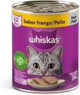 Patê Whiskas Ração Úmida para Gatos Lata Carne Frango Adultos 290g