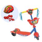 Patinete 3 Rodas Infantil Mickey Mouse Kit Proteção Capacete