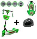 Patinete De Dinossauro Suporta 35Kg Verde e Preto E Capacete