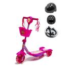 Patinete De Menina Rosa Suporta 35Kg E Presente Capacete