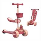 Patinete Dino Infantil 3 Rodas, Cestinho, Assento, Luzes led e música Altura Ajustável Meninas Cor Rosa