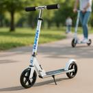 Patinete Dobravel Adulto Infantil 2 Rodas Grandes 20cm Com pezinho Guidão Regulagem de Altura Freio Traseiro até 90kg