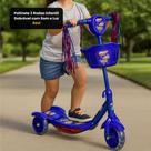 Patinete Infantil 3 Rodas Azul Luz Som Dobrável Cestinha