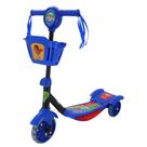 Patinete Infantil 3 Rodas com Cestinha e Luz de LED para Meninos e Meninas