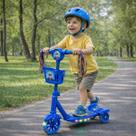 Patinete Infantil 3 Rodas com Cestinha e Rodinhas de Led