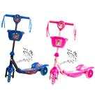 Patinete Infantil 3 Rodas com Led Som e Cesta Menino Menina