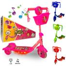 Patinete Infantil 3 Rodas Com Música Luz E Cesto 50 Kg