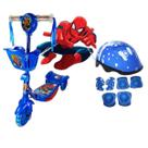 Patinete Infantil 3Rodas Com Cesta Homem Aranha E Capacete