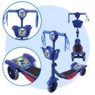 Patinete Infantil Azul 3 Rodas Menino Menina Com Música Led
