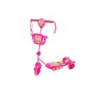 Patinete Infantil Belinda Rosa Com Cesta Luzes Som Três Rodas